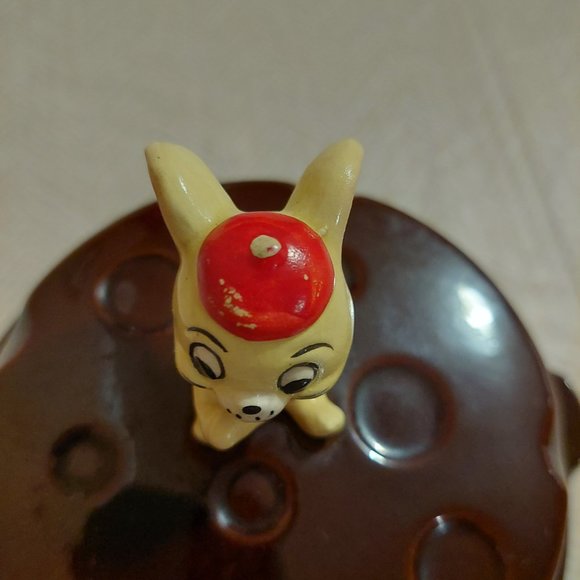 Vintage 1960's Brown Cheese dish with mouse lid - Picture 2 of 7